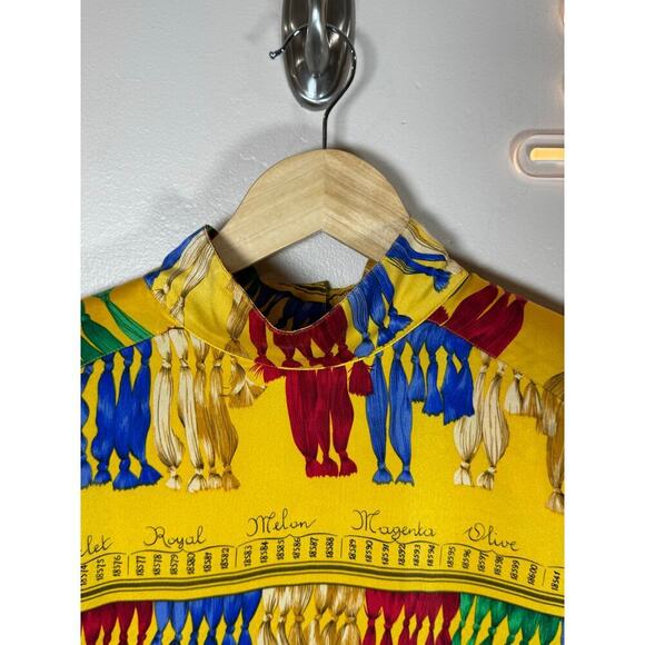 Vintage Carlisle 100% Silk Mock Neck Long Sleeve Blouse Funky 80s Retro Dopamine - Picture 2 of 7